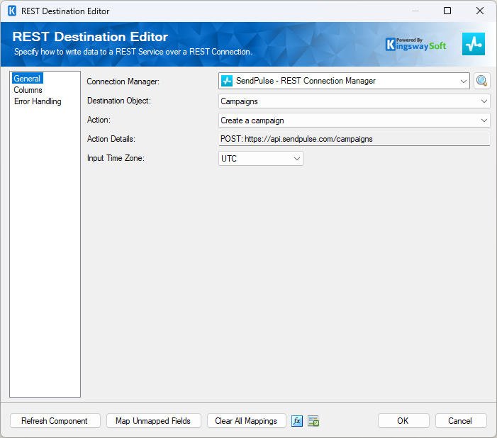 SSIS SendPulse REST Destination SSIS SendPulse REST Destination